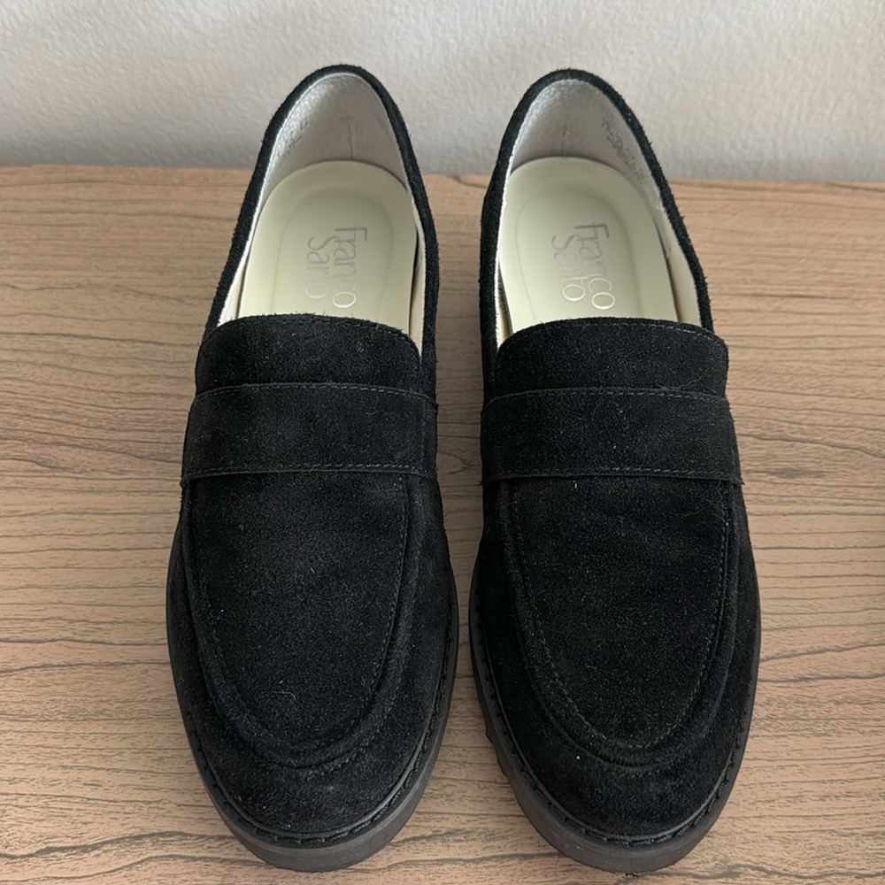 *NEW* Franco Sarto Black Suede Leather Loafers